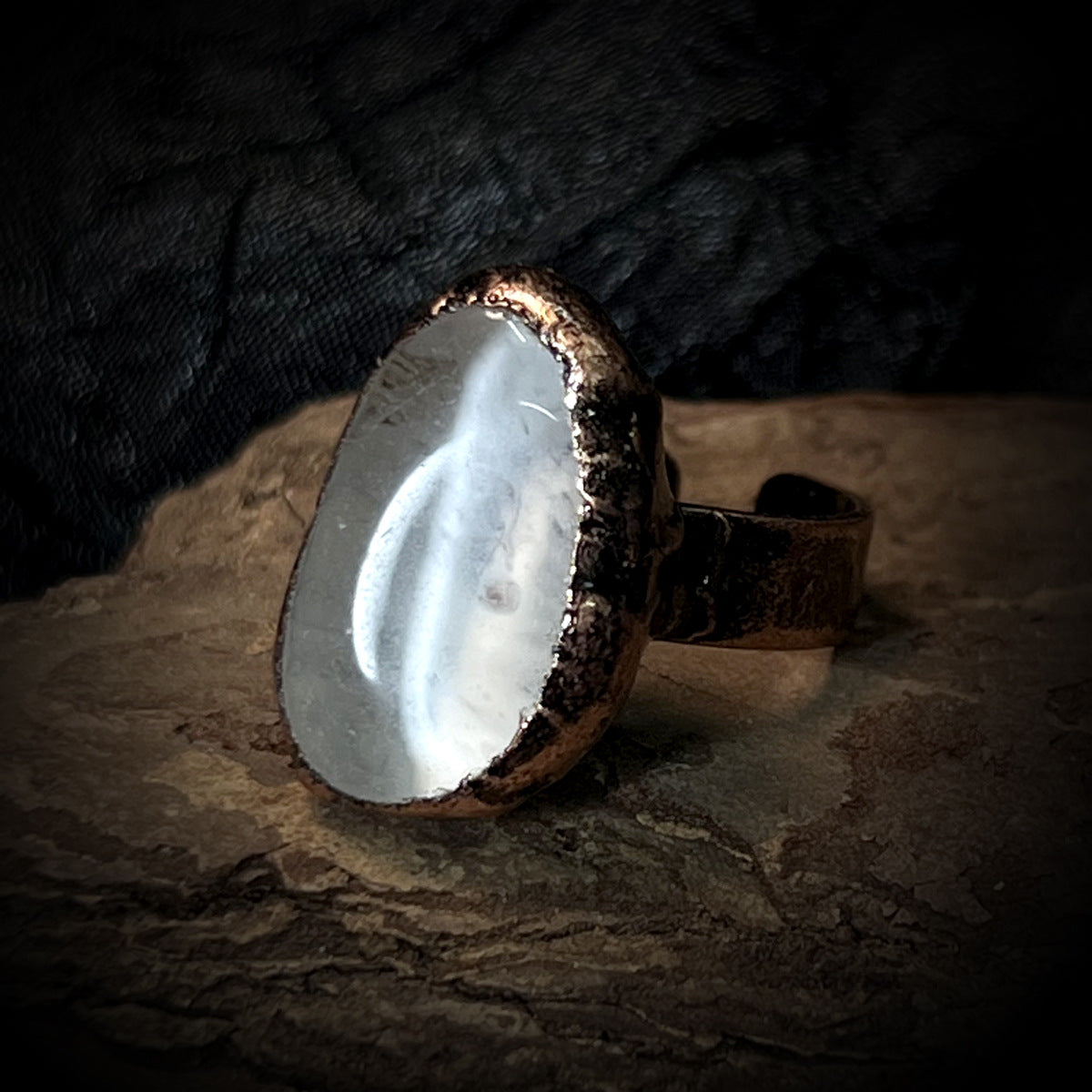 Clear Quartz Raw Stone Adjustable Ring