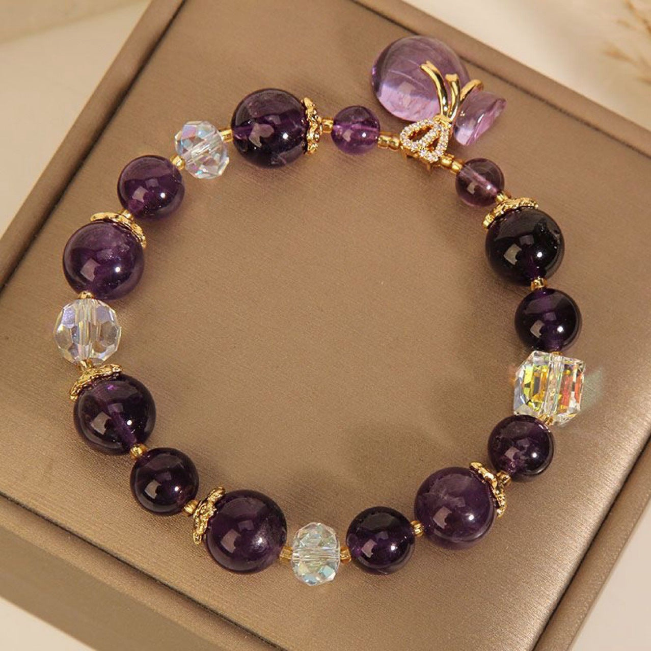 Amethyst Lucky Bag Pendant Bracelet