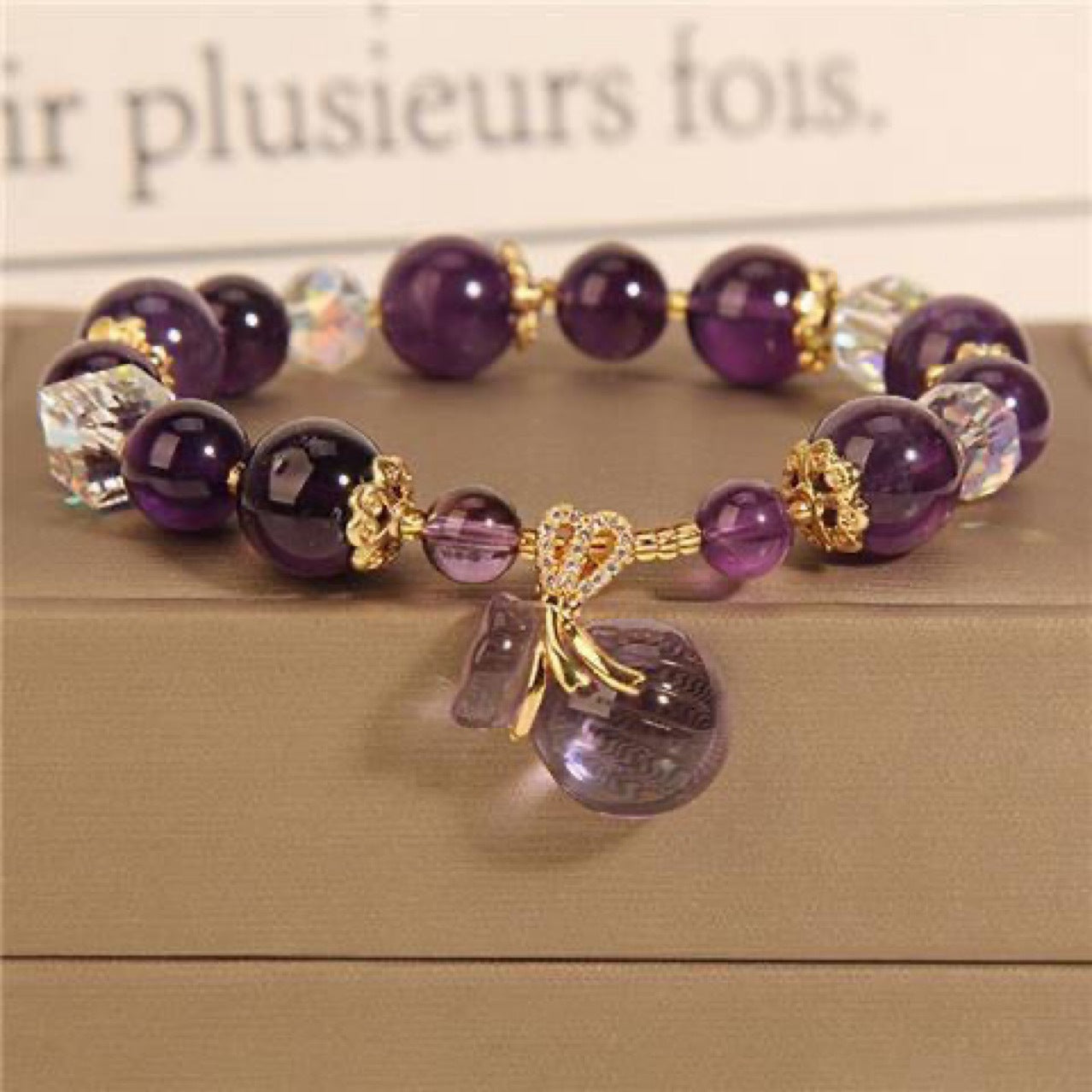 Amethyst Lucky Bag Pendant Bracelet