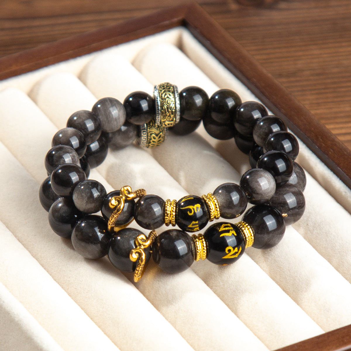 Wukong-Schutzarmband aus goldenem Obsidian