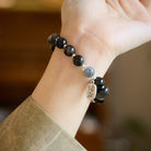 Wealth Protection – Black Obsidian Cat Bead Bracelet