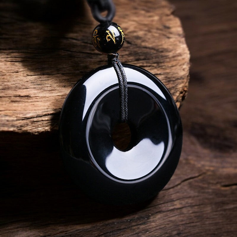 Black Obsidian Peace Buckle Wealth Necklace 2