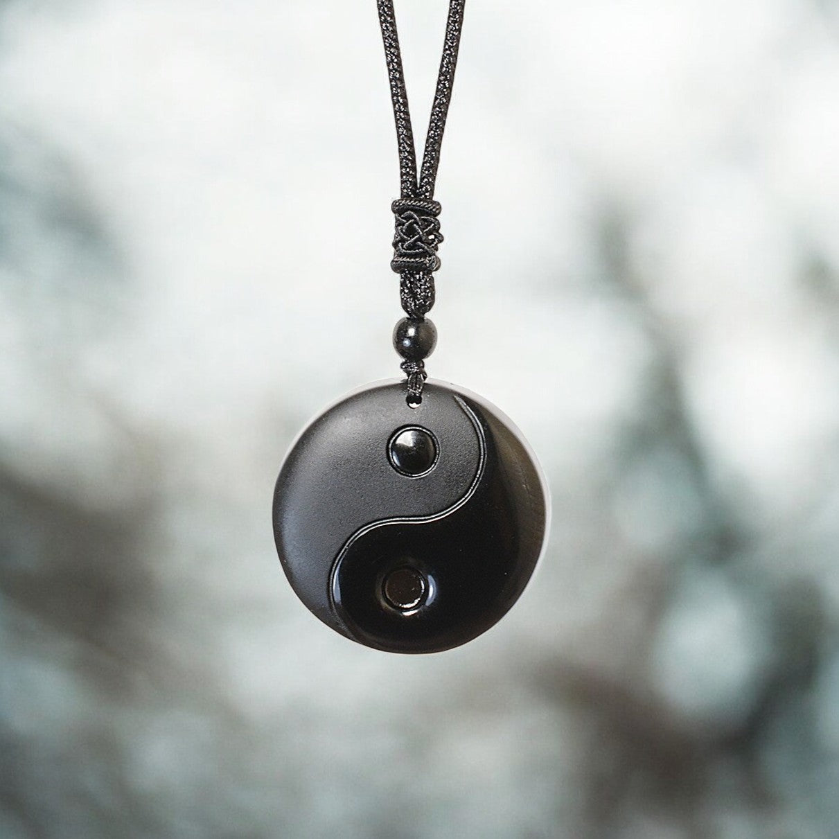 Black Obsidian Stone Yin Yang Pendant Necklace4