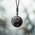 Black Obsidian Stone Yin Yang Pendant Necklace4