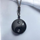 Black Obsidian Stone Yin Yang Pendant Necklace 1
