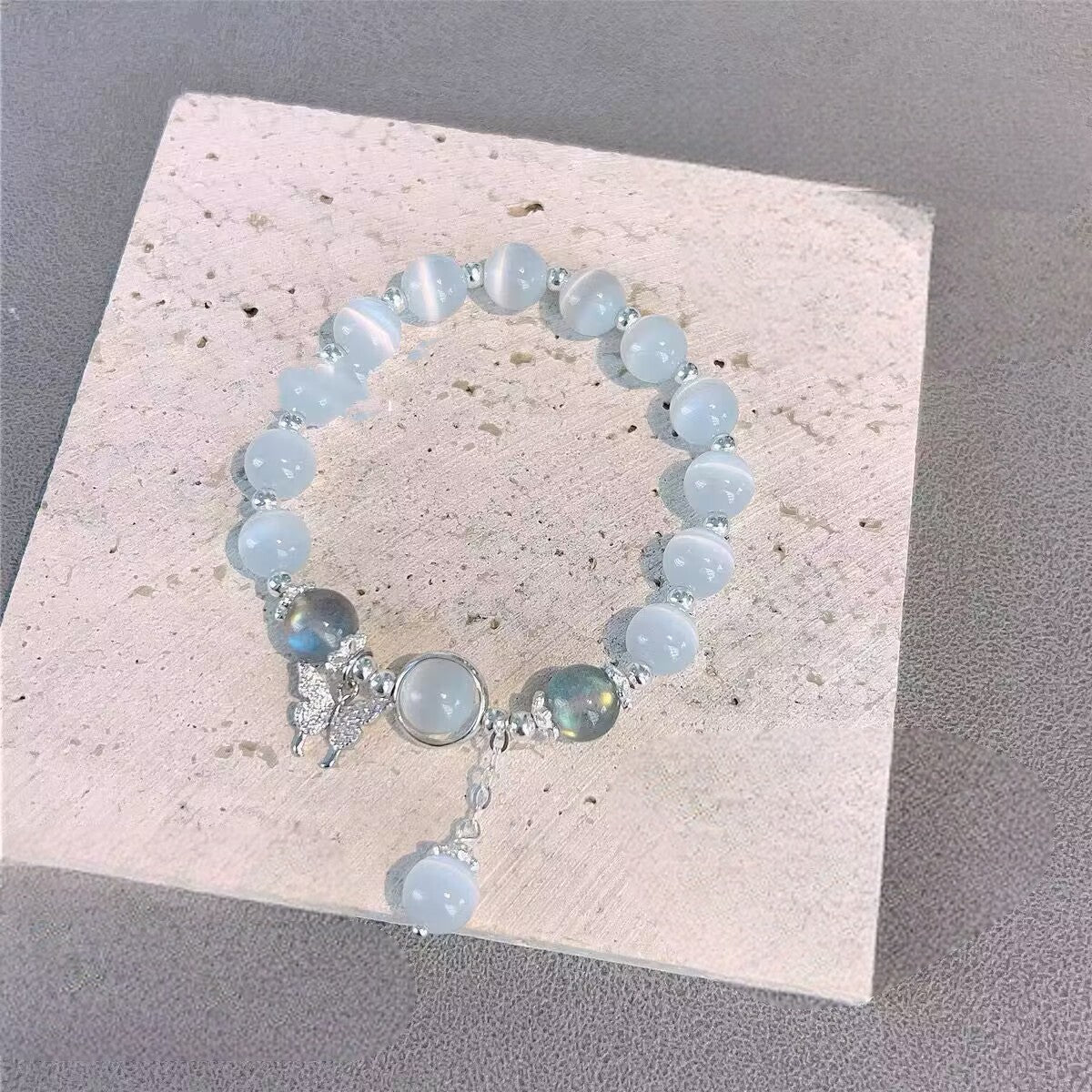 Butterfly Pendant Moonlight Cat’s Eye Bracelet