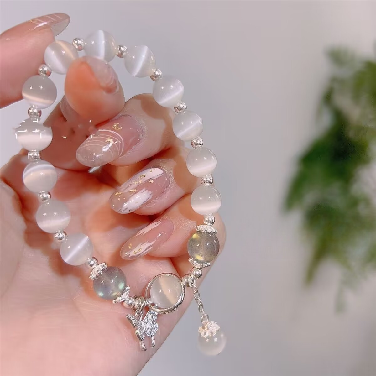 Butterfly Pendant Moonlight Cat’s Eye Bracelet