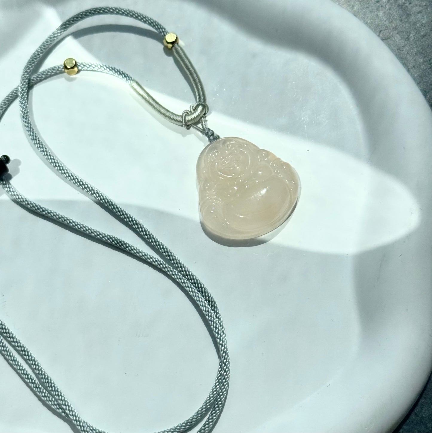Chalcedony Maitreya Buddha Pendant Necklace