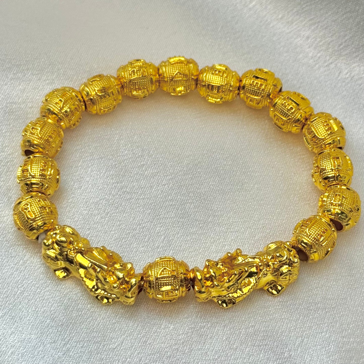 Double Golden Pixiu Wealth Mantra Bracelet