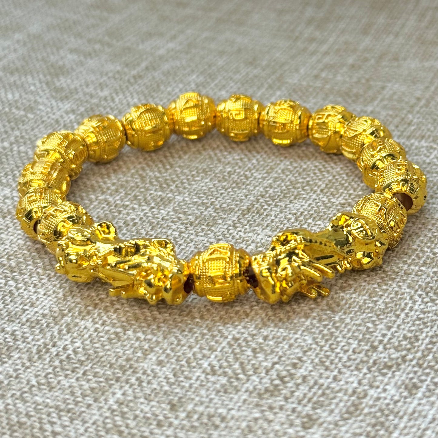 Double Golden Pixiu Wealth Mantra Bracelet