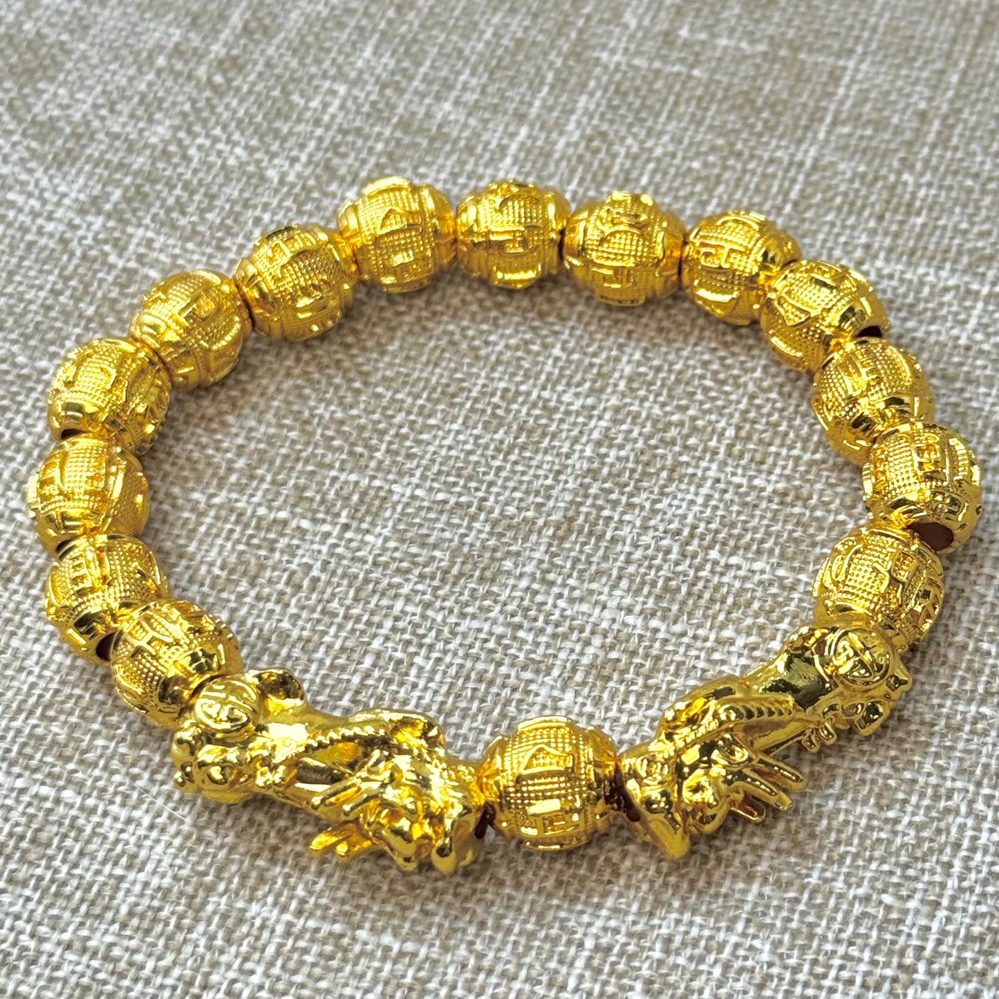 Double Golden Pixiu Wealth Mantra Bracelet