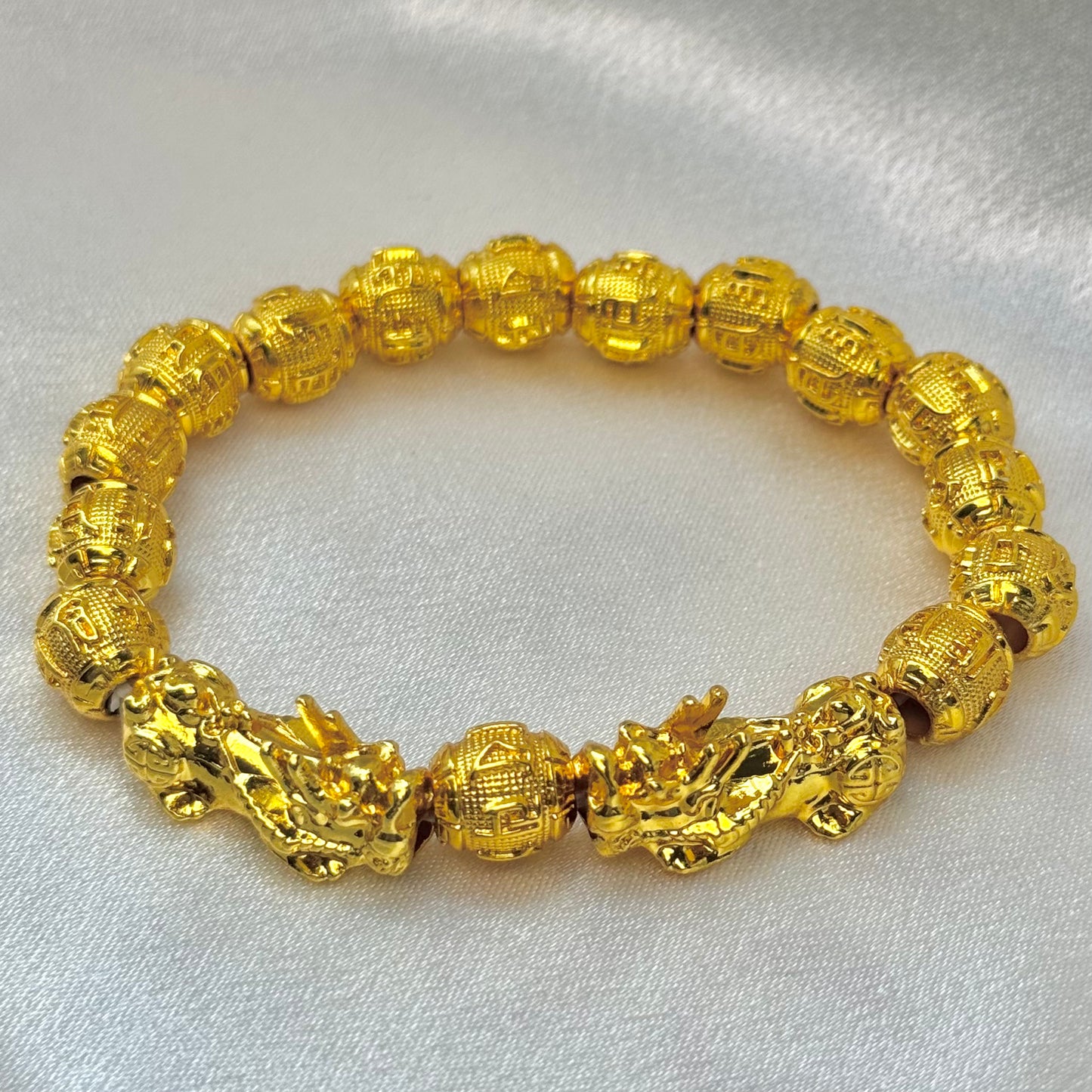 Double Golden Pixiu Wealth Mantra Bracelet