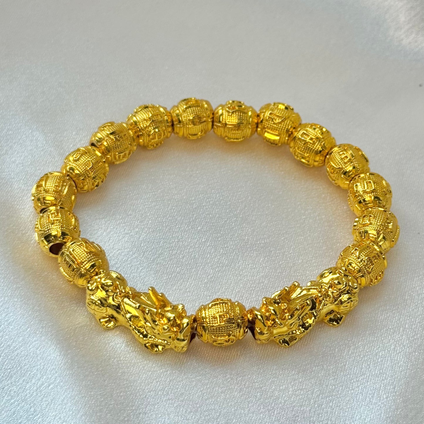Double Golden Pixiu Wealth Mantra Bracelet