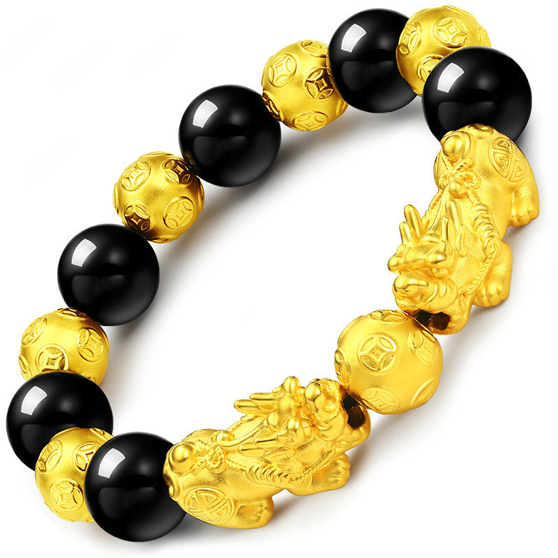 Double Guardian Pixiu Obsidian Bracelet