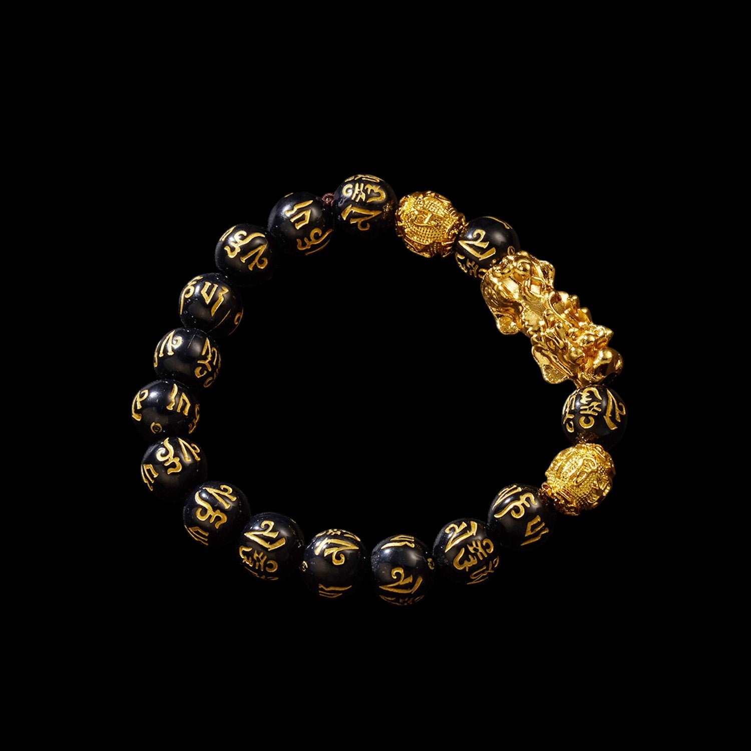 Feng_Shui_Pixiu_Black_Obsidian_Bracelet_black_backdrop