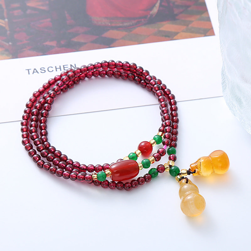 Garnet Bracelet Double Gourd Pendant Bracelet Necklace