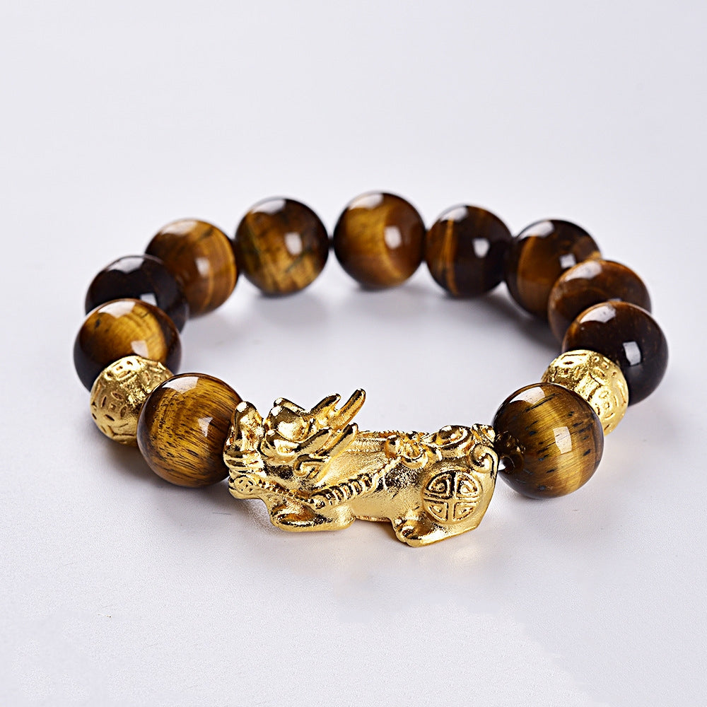 Golden Pixiu Wealth & Protection Tiger Eye Bracelet