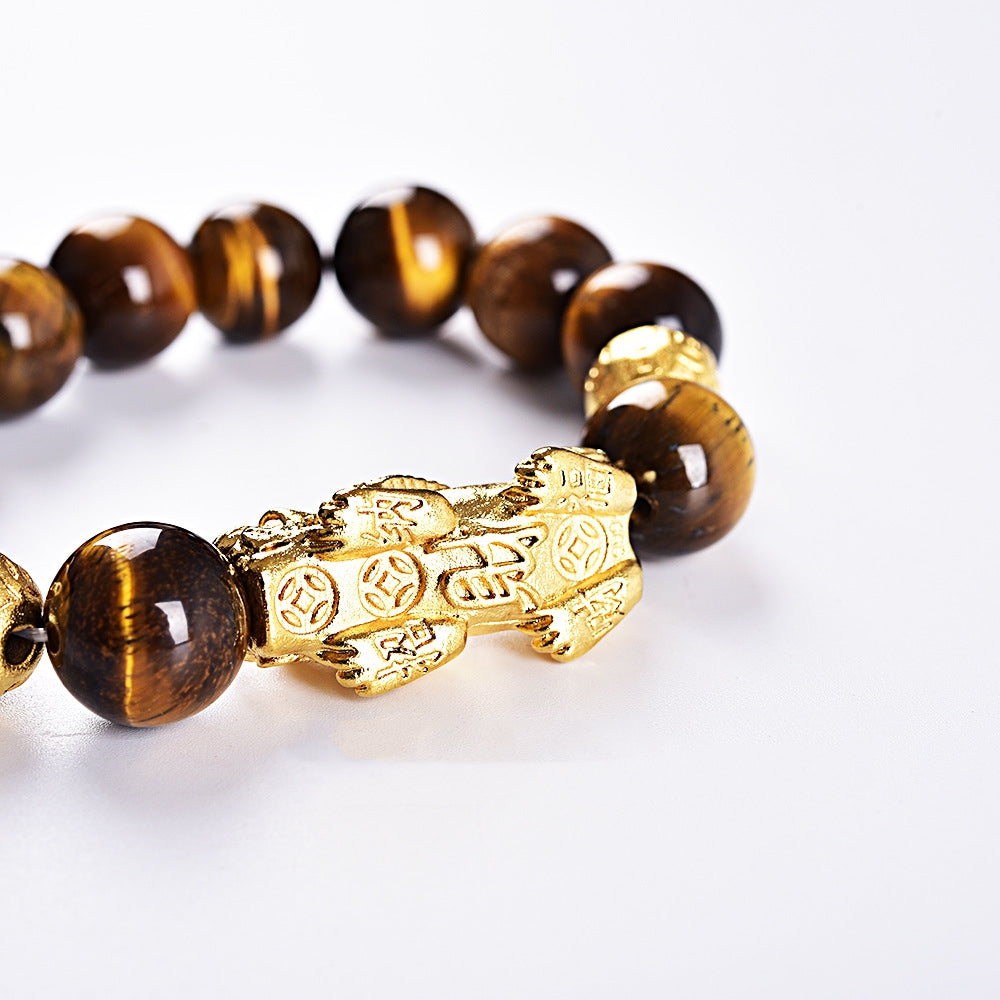 Golden Pixiu Wealth & Protection Tiger Eye Bracelet