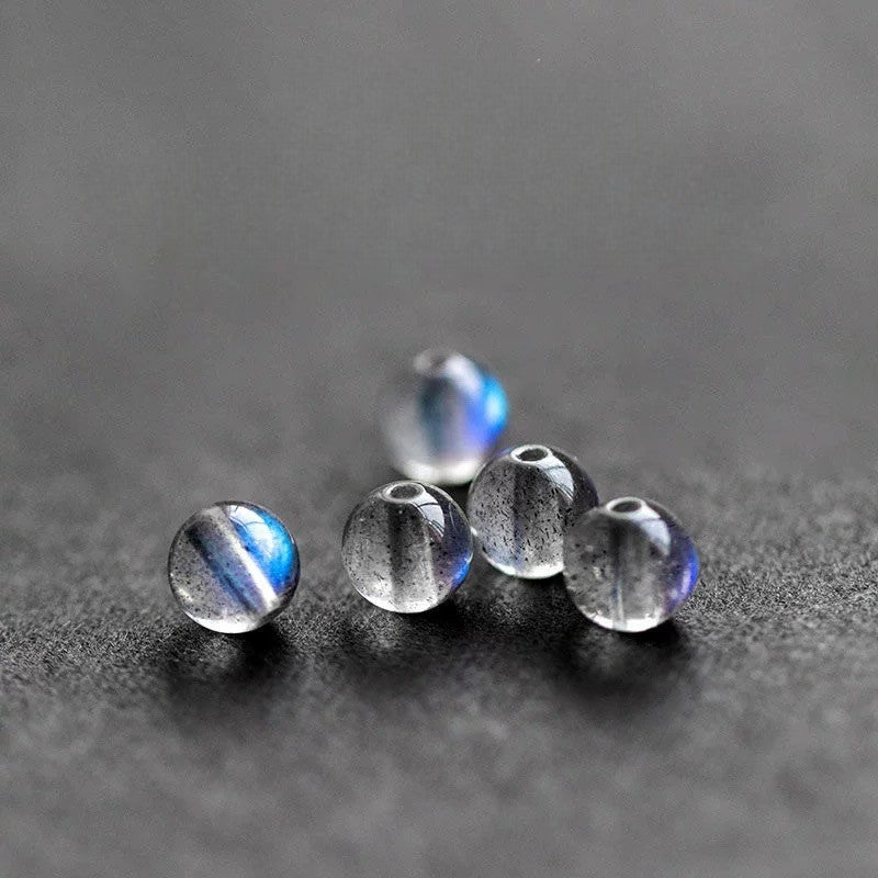 Gray Moonstone and Strawberry Quartz Beaded Bracelet