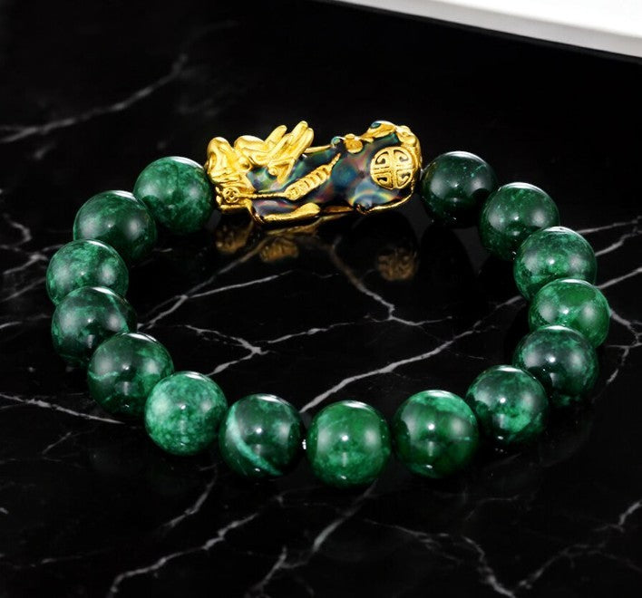 Green Jade Color-Changing Pixiu Abundance Bracelet3