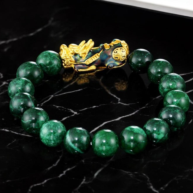 Green Jade Color-Changing Pixiu Abundance Bracelet3