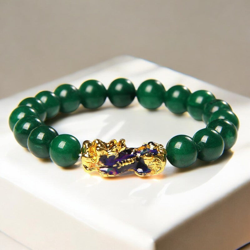 Green Jade Color-Changing Pixiu Abundance Bracelet5