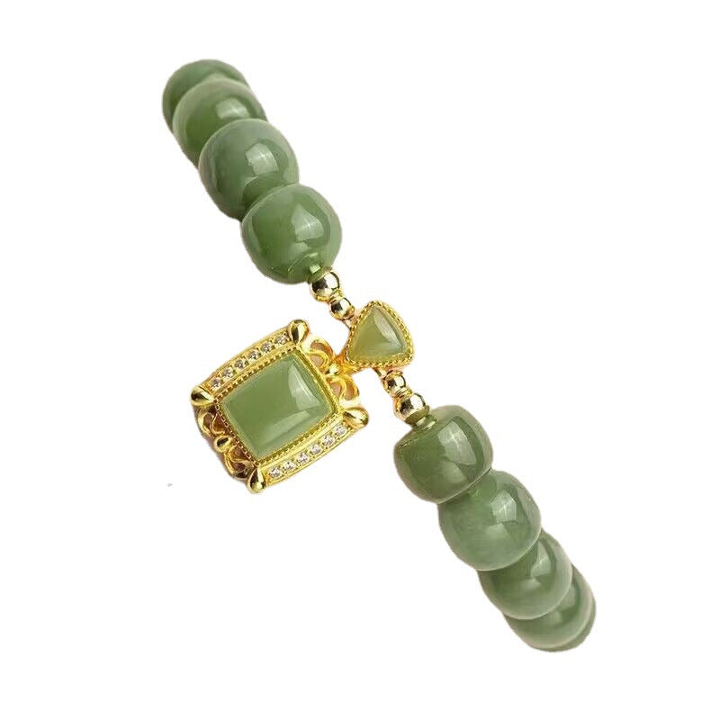 Green Jade Geometric Pendant Bracelet