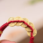 Handwoven Tibetan Five Emperor Coins Red String Bracelet