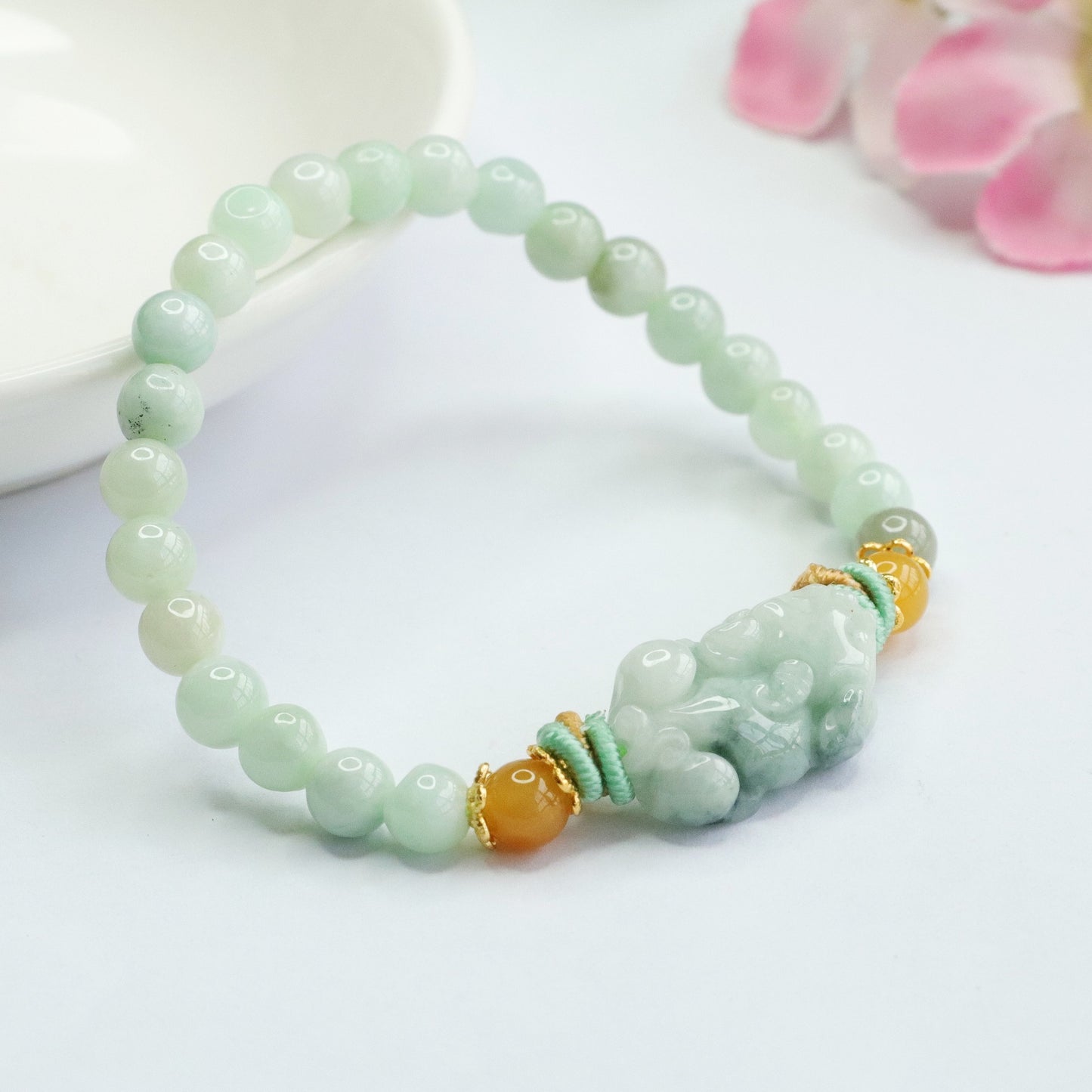 Jade Pixiu Bead Bracelet