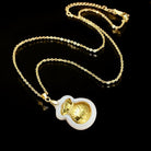 Lucky Wealth White Jade Money Bag Necklace 1
