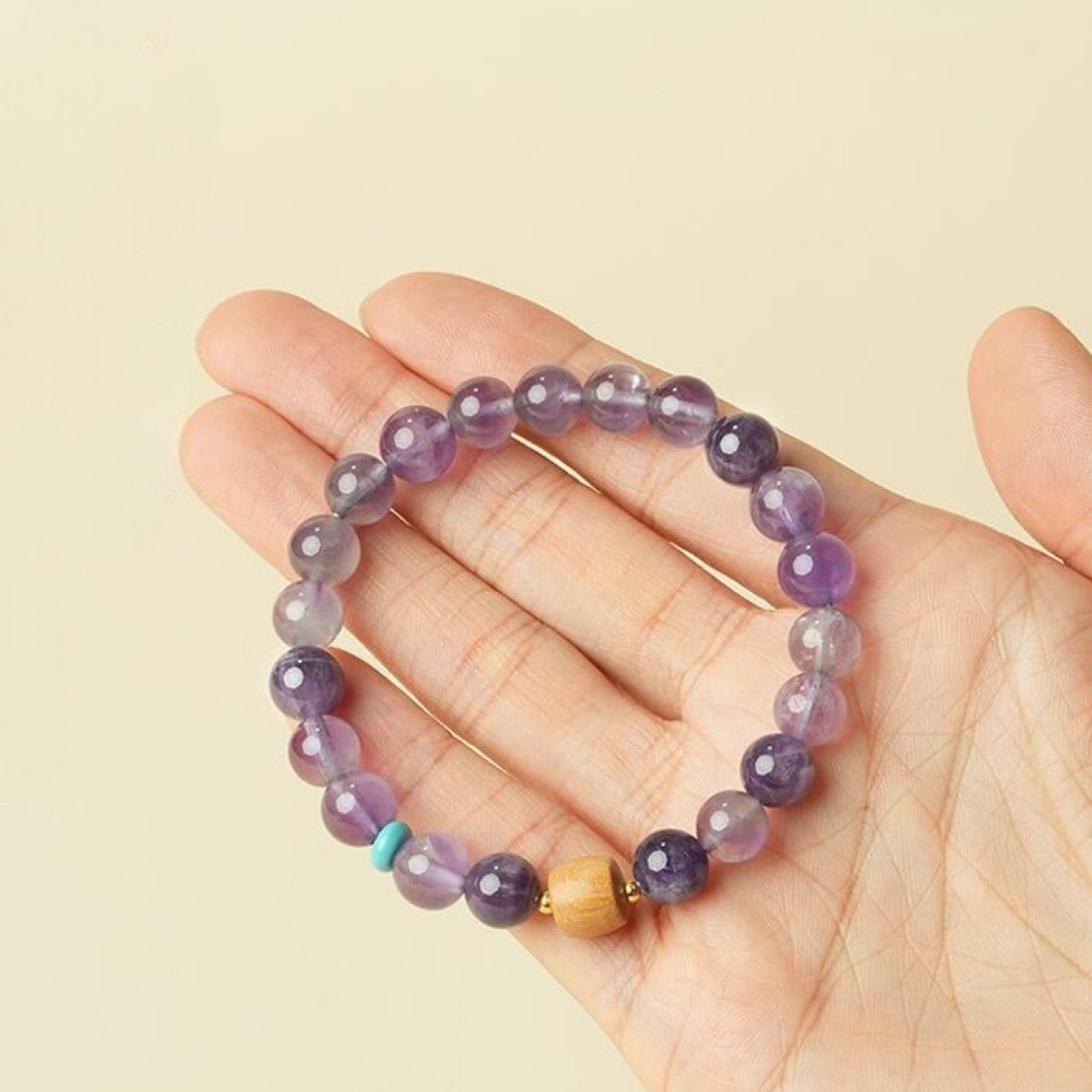 Natural Amethyst Sandalwood Bead Bracelet
