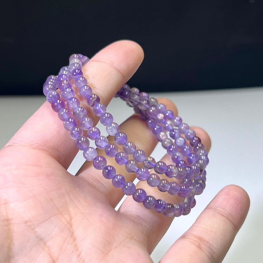 Natural Amethyst Triple Wrap Bracelet