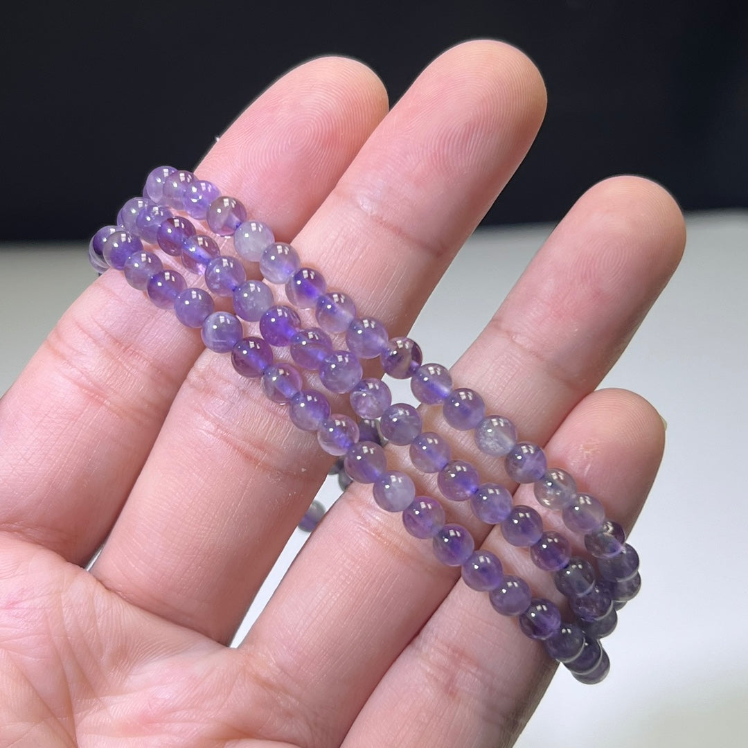 Natural Amethyst Triple Wrap Bracelet