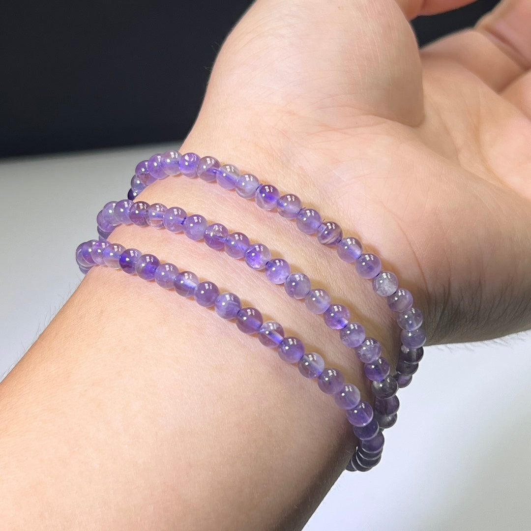 Natural Amethyst Triple Wrap Bracelet