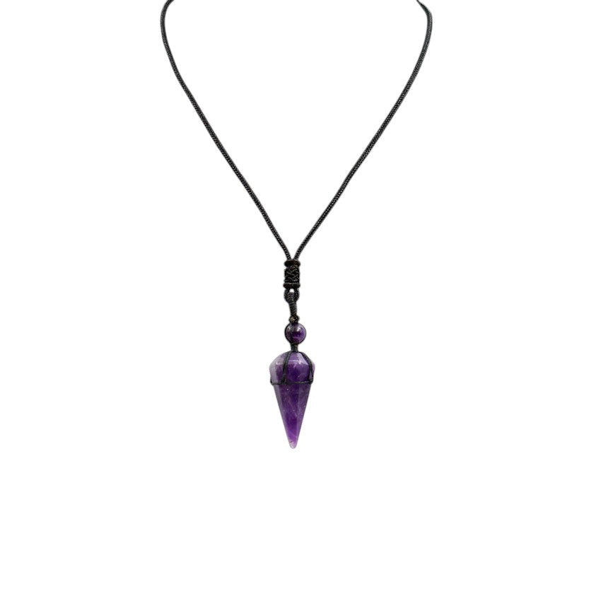 Natural Crystal Hand Woven Pointed Pendant3