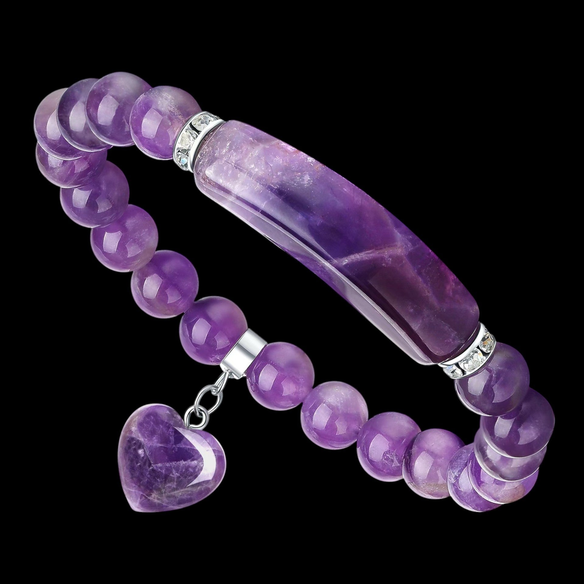 Natural Crystal Heart Pendant Healing Bracelet 2