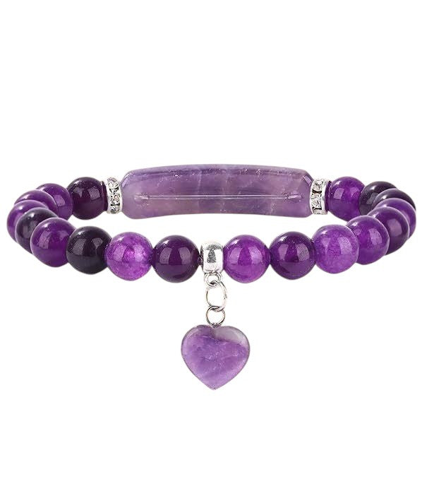 Natural Crystal Heart Pendant Healing Bracelet 3