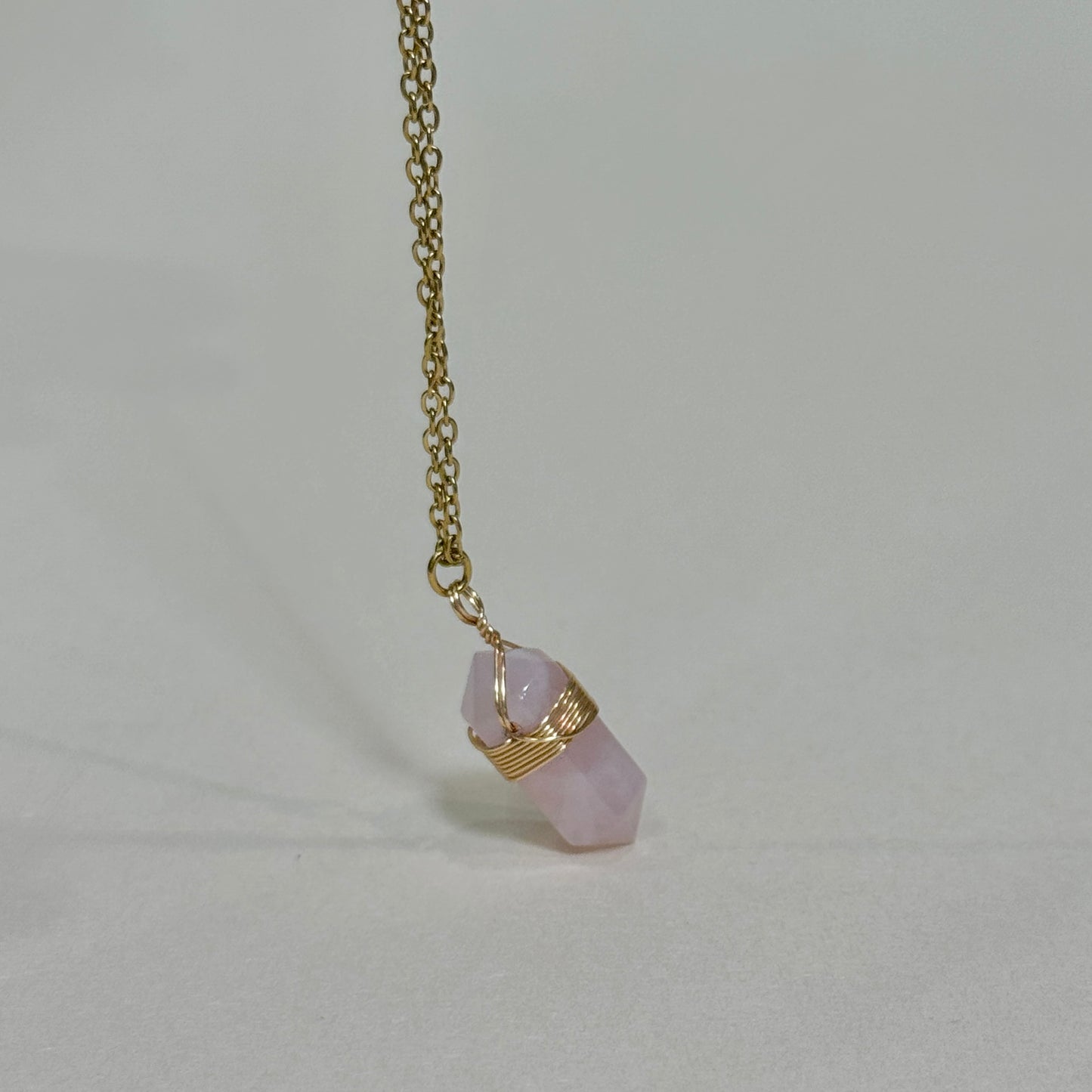 Natural Crystal Hexagon Wire-Wrapped Necklace