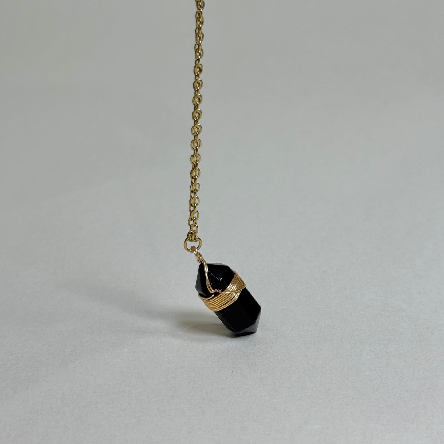 Natural Crystal Hexagon Wire-Wrapped Necklace