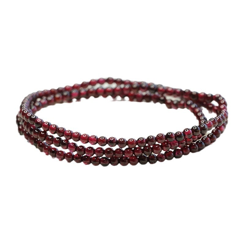 Natural Garnet Triple Wrap Bracelet