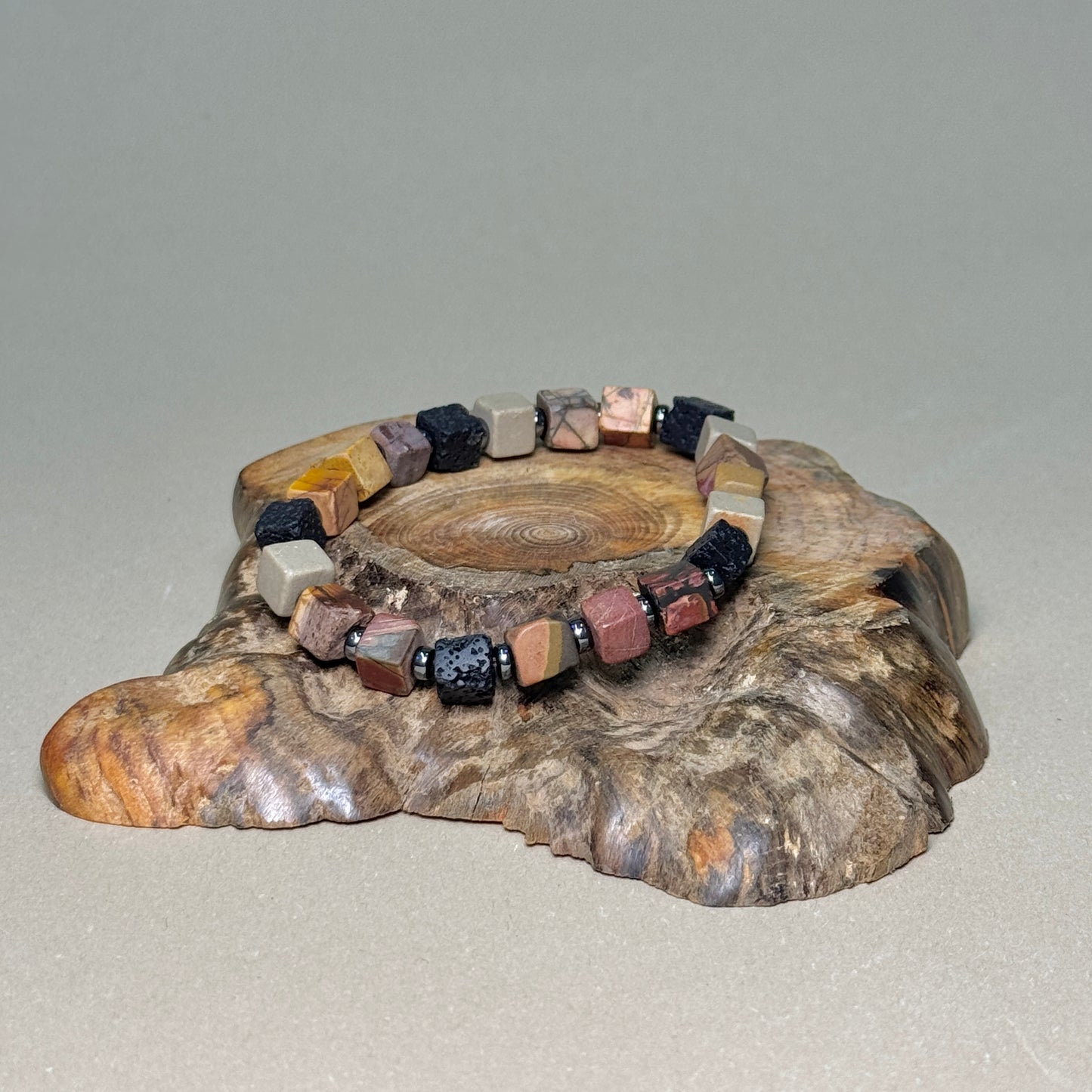 Natural Lava Stone Cube Bracelet