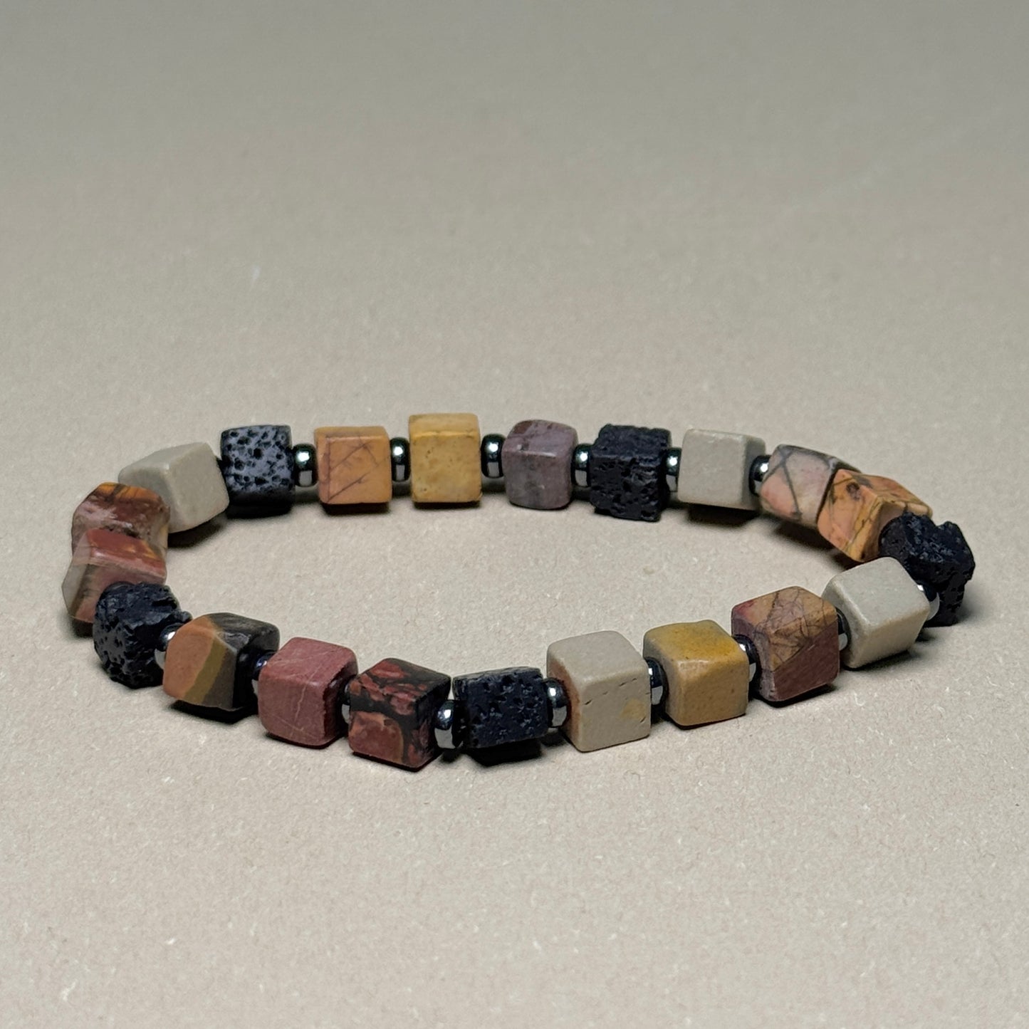 Natural Lava Stone Cube Bracelet