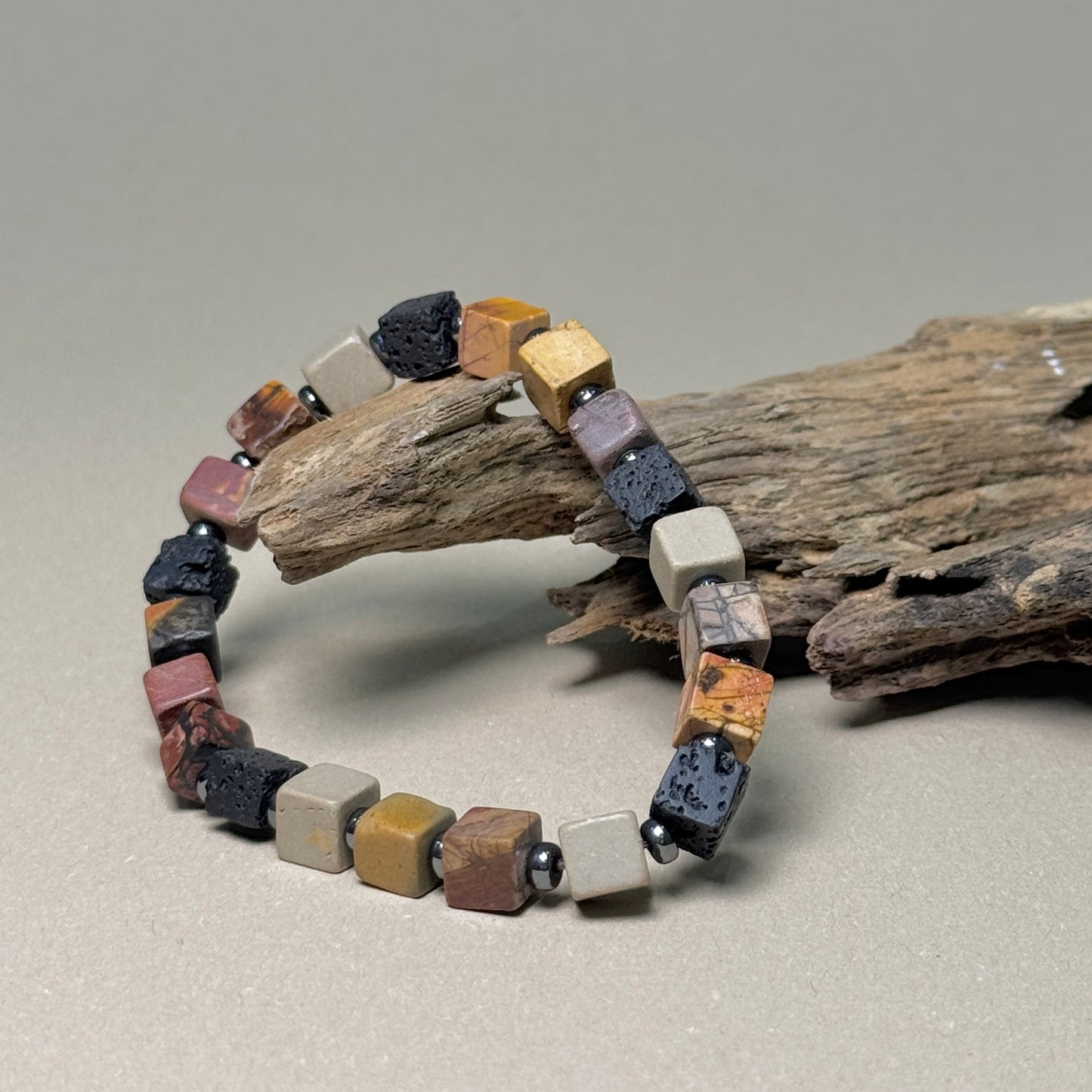 Natural Lava Stone Cube Bracelet