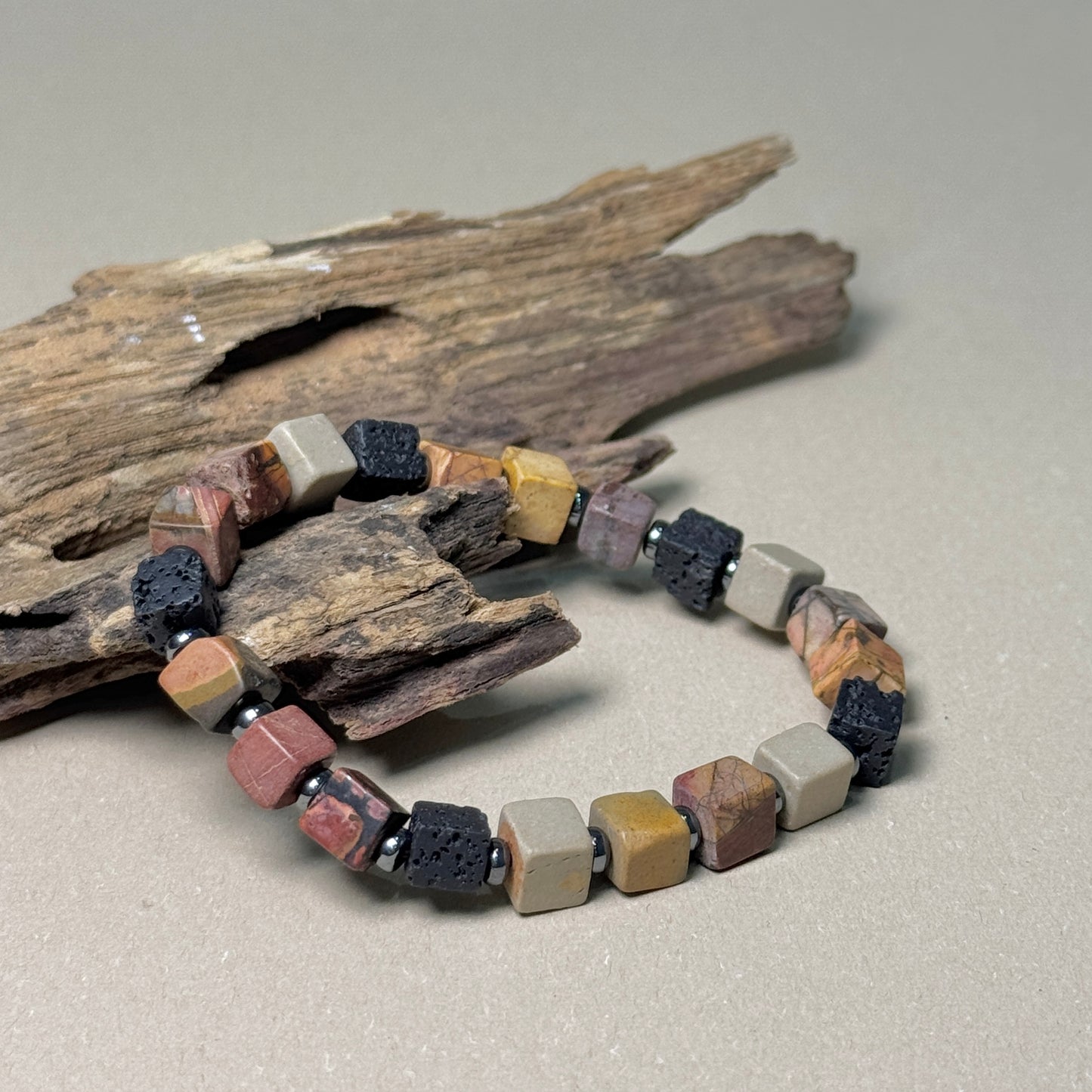 Natural Lava Stone Cube Bracelet
