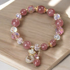 Natural Strawberry Quartz Crystal Money Bag Charm Bracelet 1