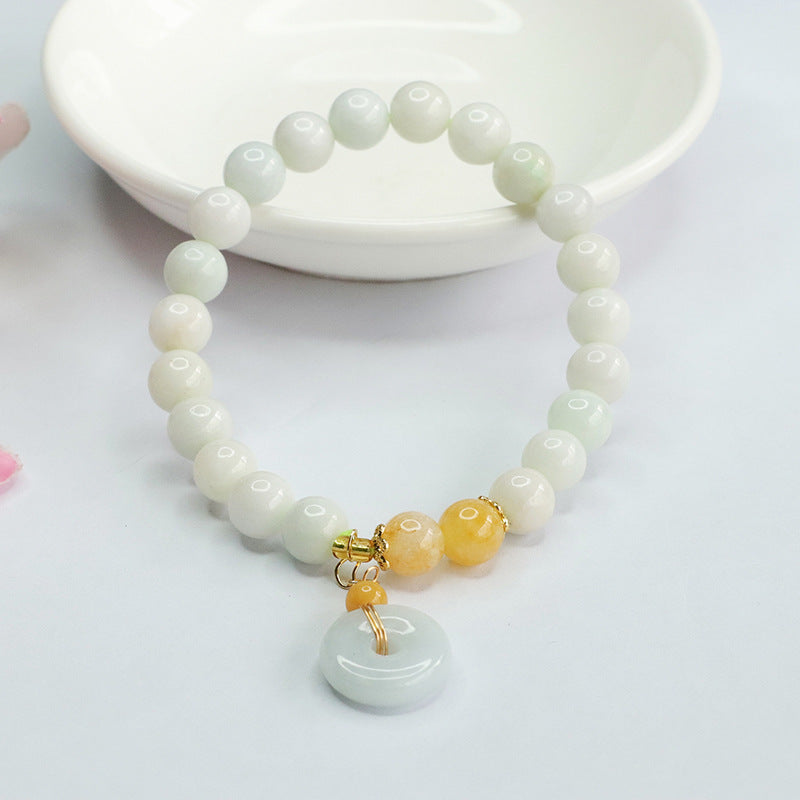Natural White Jade Peace Buckel Luck Bracelet