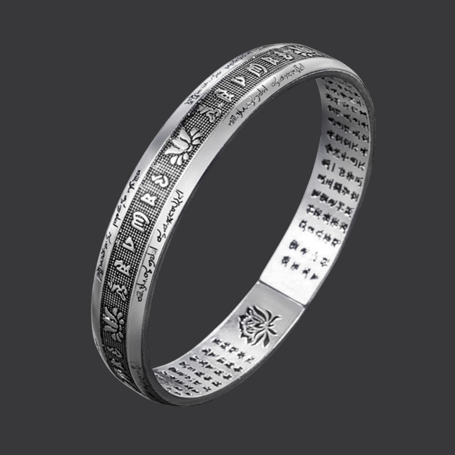 Om Mani Padme Hum Mantra Lotus Open Bracelet Bangle 2