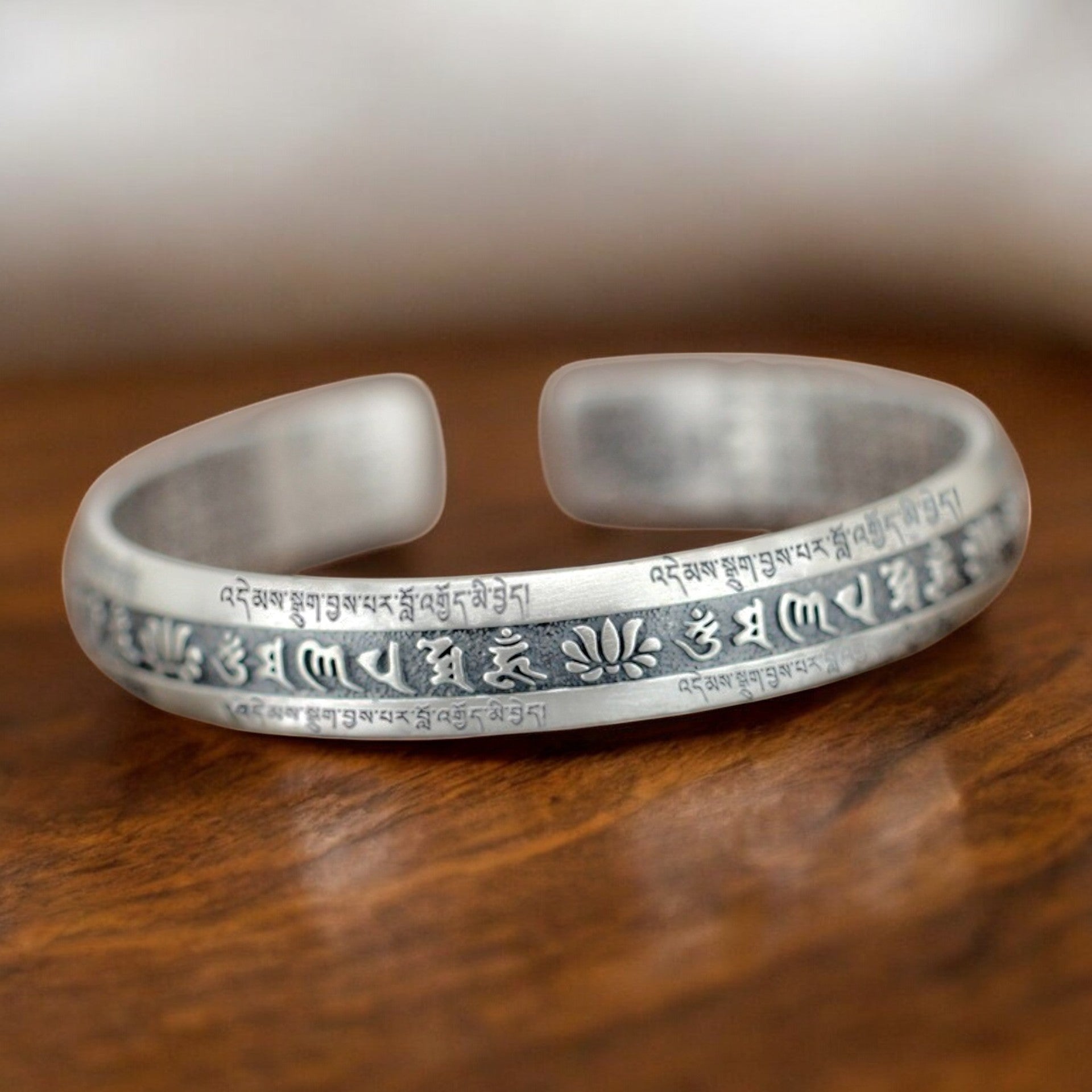 Om Mani Padme Hum Mantra Lotus Open Bracelet Bangle 3