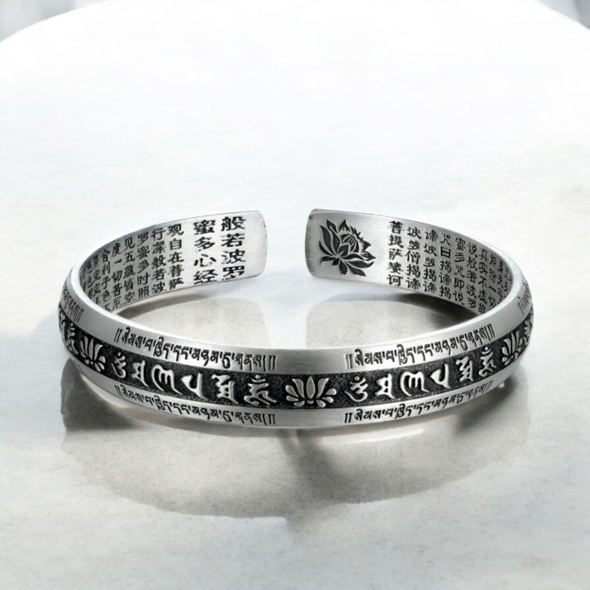 Om Mani Padme Hum Mantra Lotus Open Bracelet Bangle 4