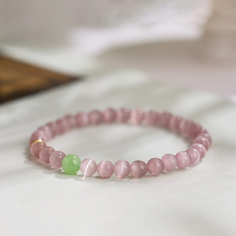 Pink Cat’s Eye with Green Chalcedony Bracelet
